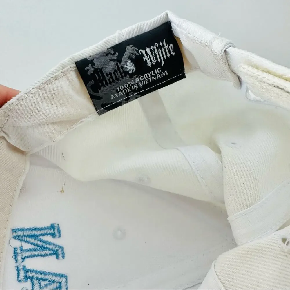 VINTAGE White Blue Nolan Lettered Stitched Hook Loop Adjustable Baseball Hat